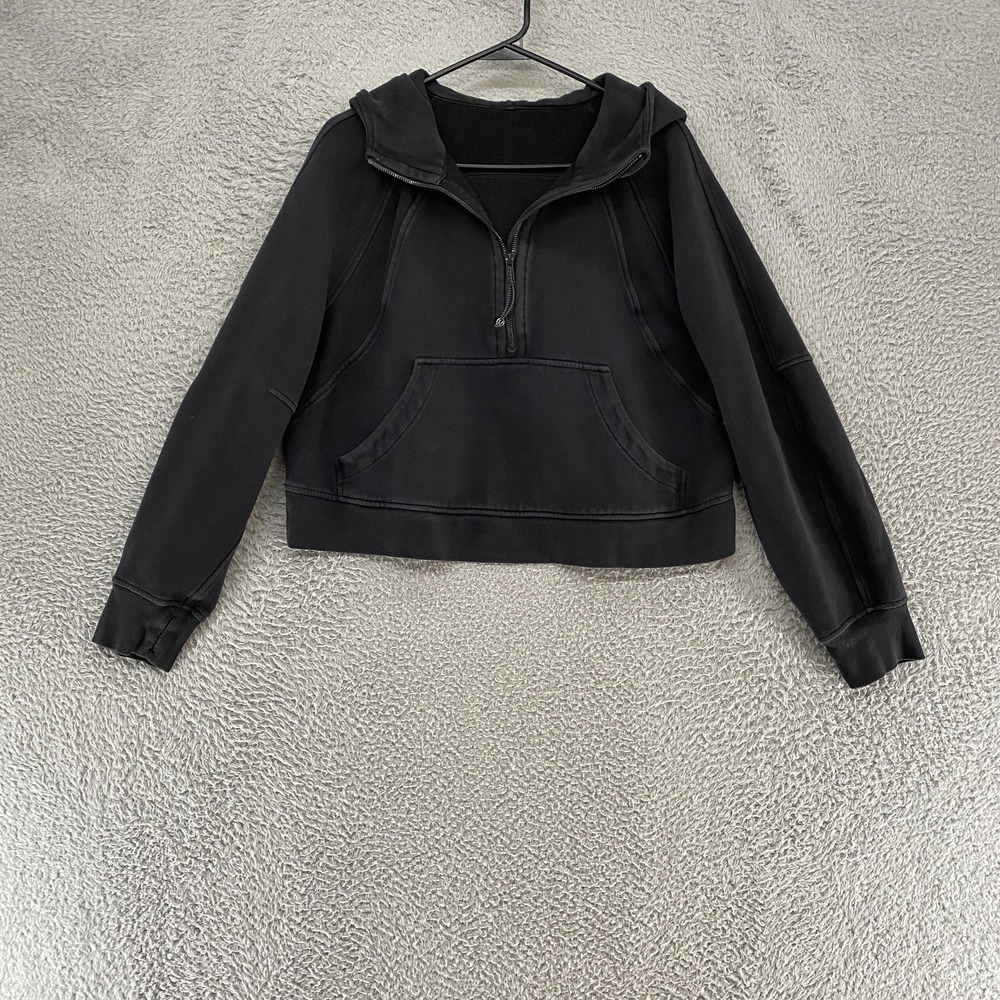 Lululemon Scuba Half Zip Hoodie Womens M/L Black Cropped Fleece Oversized Boxy
